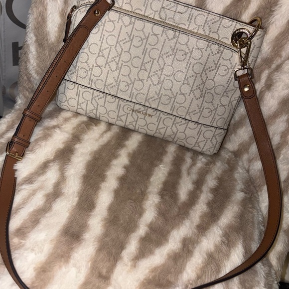 Calvin Klein Handbags - Calvin Klein Beige and Brown Crossbody Bag